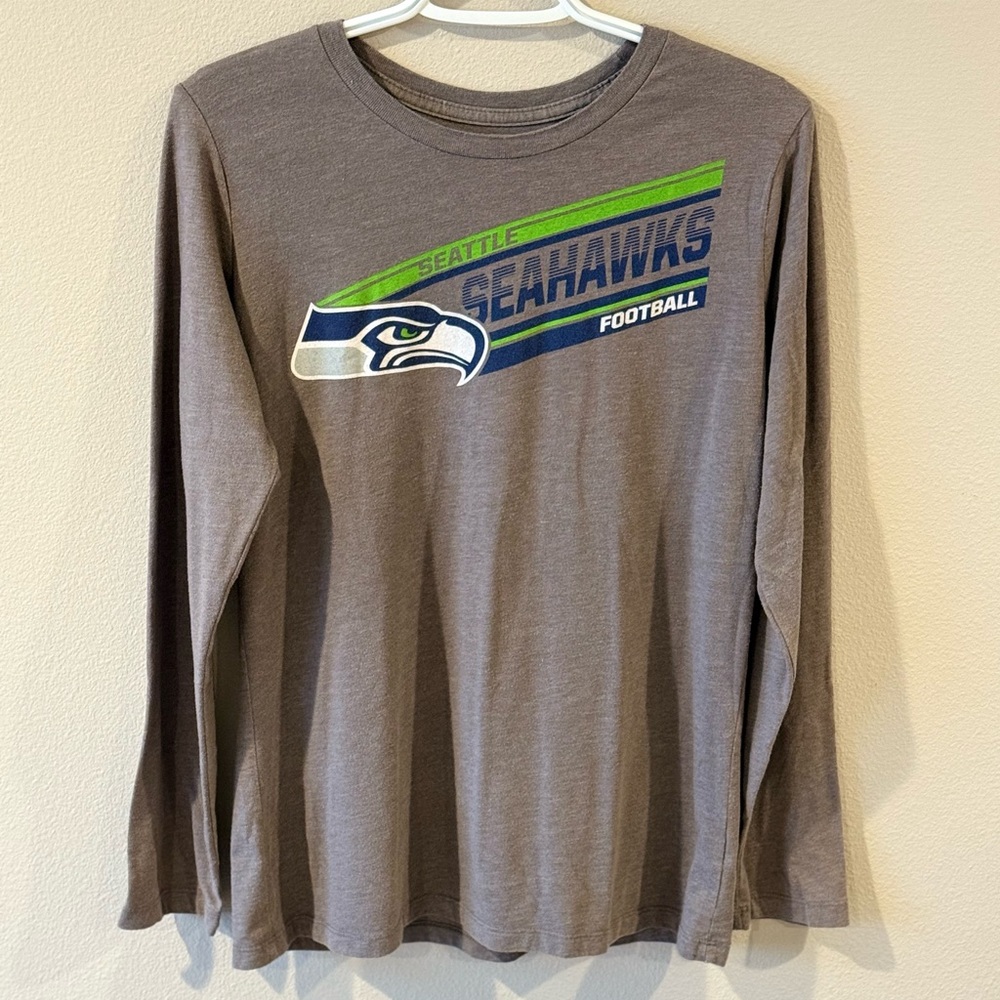 Seattle Seahawks Women’s Gray Long Sleeve Shirt - Large - NFL Team Apparel